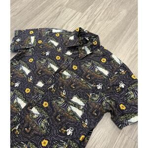 Disney Pixar Wall-E Shirt Adult Small Button Up Short Sleeve Eve AOP Organic